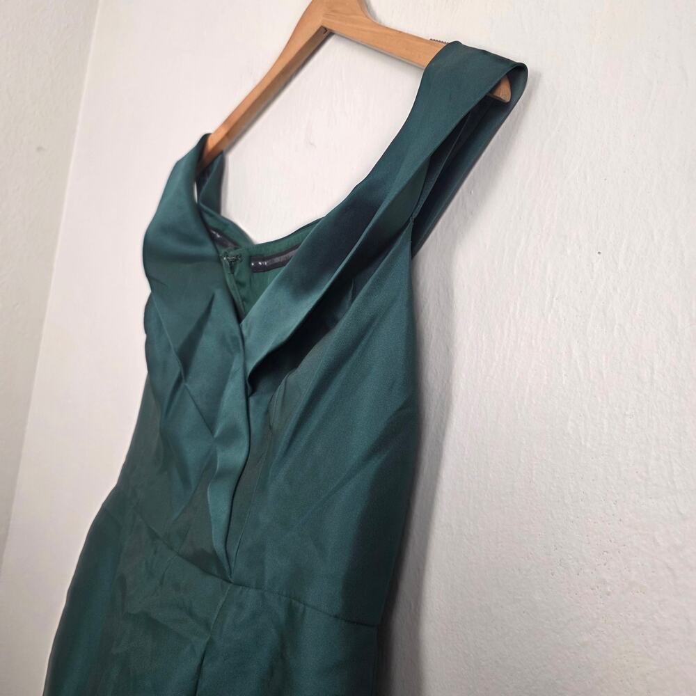 NWT Alfred Sung Off The Shoulder Trumpet Gown with Front Slit Hunter Green 14 - Picture 5 of 10